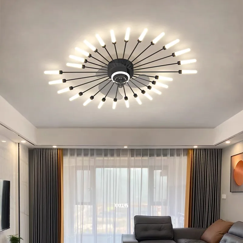 2022 Hot sale fireworks led Chandelier For Living Room Bedroom Home chandelier Modern Led Ceiling Fan Chandelier Lamp Lighting