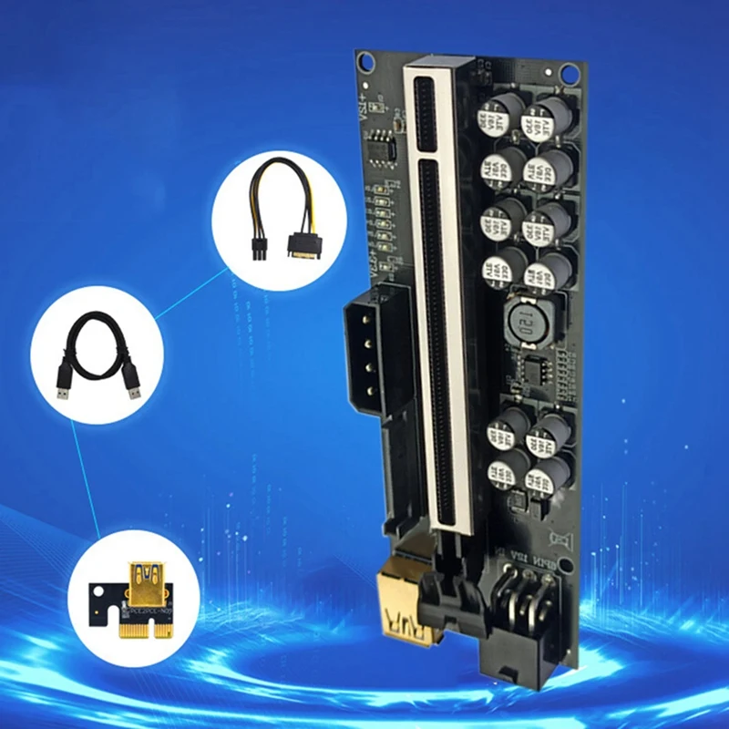 VER018 Plus PCI-E Riser 1X a 16X Riser Card GPU Riser Extender Card PCIE USB3.0 Cabo para mineração de Bitcoin ETH
