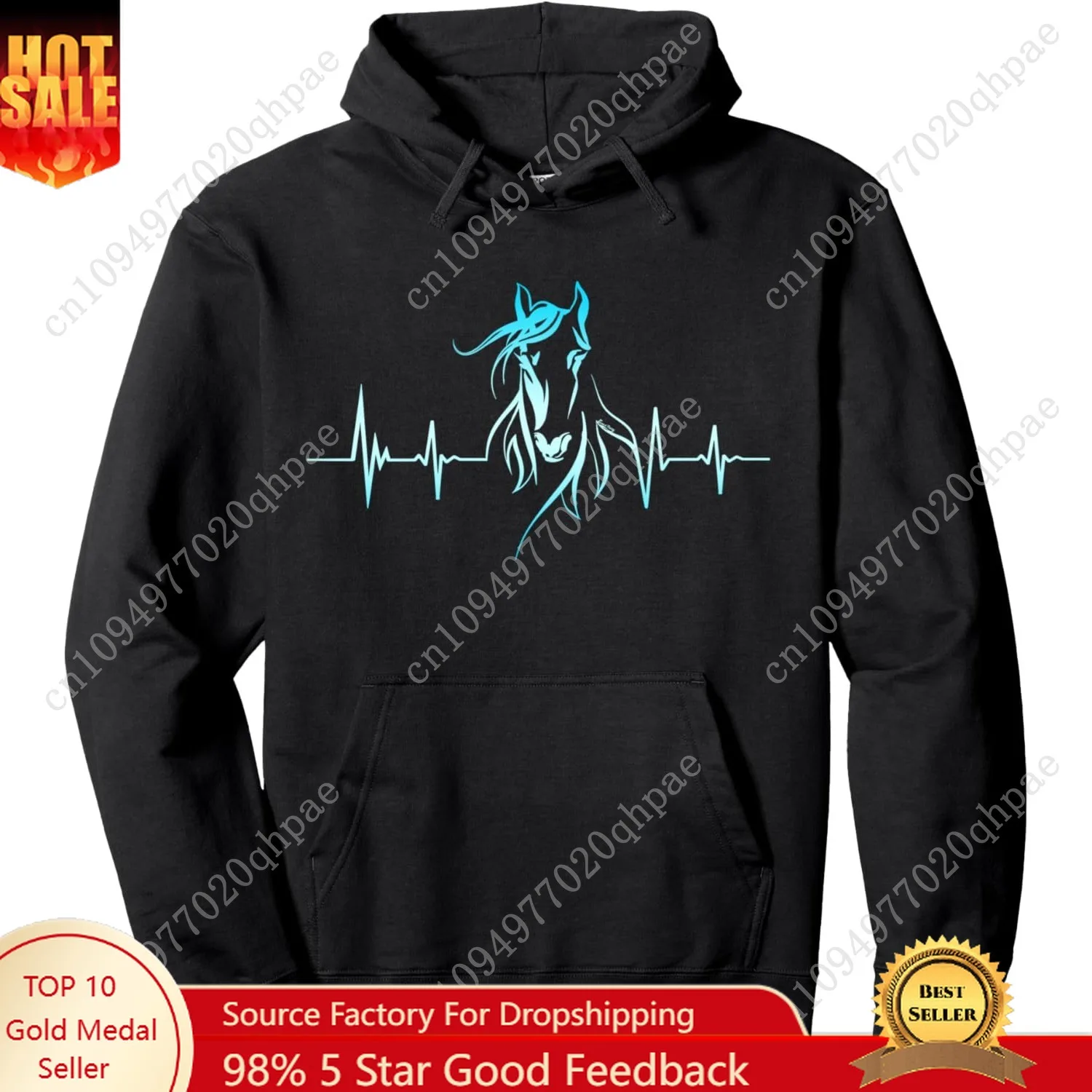 Пуловер с капюшоном Horse Heartbeat для женщин