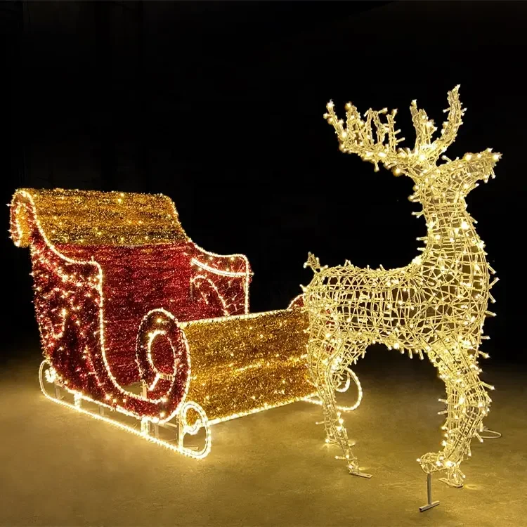 Customized LED Giant 3D Reindeer Christmas Lights IP65 Rating Outdoor Landscape Garden Decoration for Festive Holiday Season
