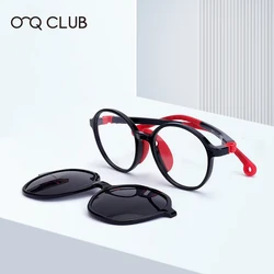 O-Q CLUB Magnetic Clip-on Transparent Glasses Man Children Kids Mens Sunglasses Women TR90 Polarized Luxury Eyeglasses Frame Men