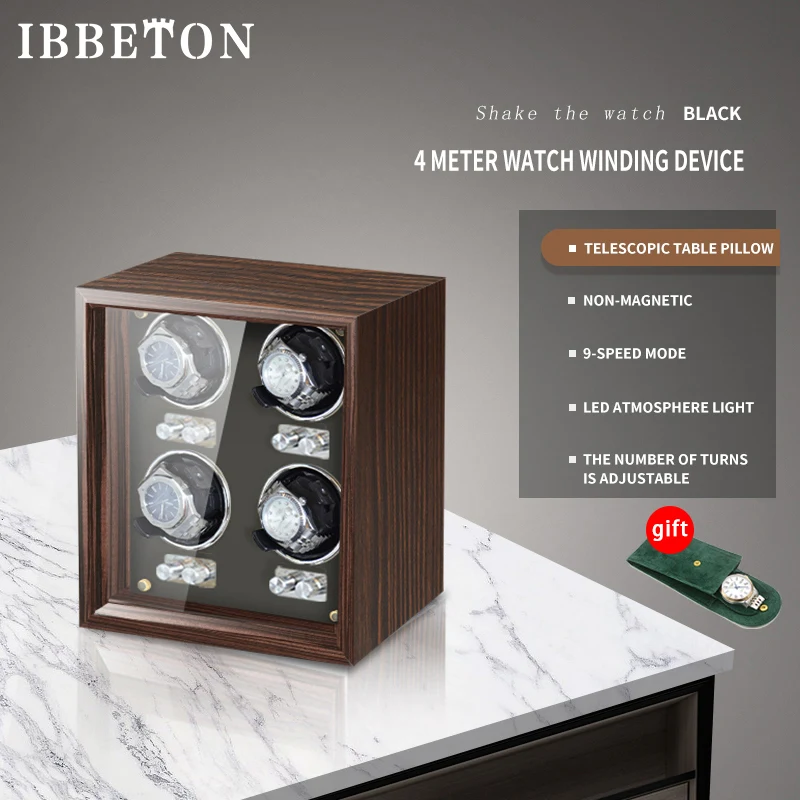IBBETON Luxe Houten Watch Winder High-End 2 4 6 Slots Automatische Horloges Doos Met Mabuchi Mute Motor Horloge kast Klok Opslag