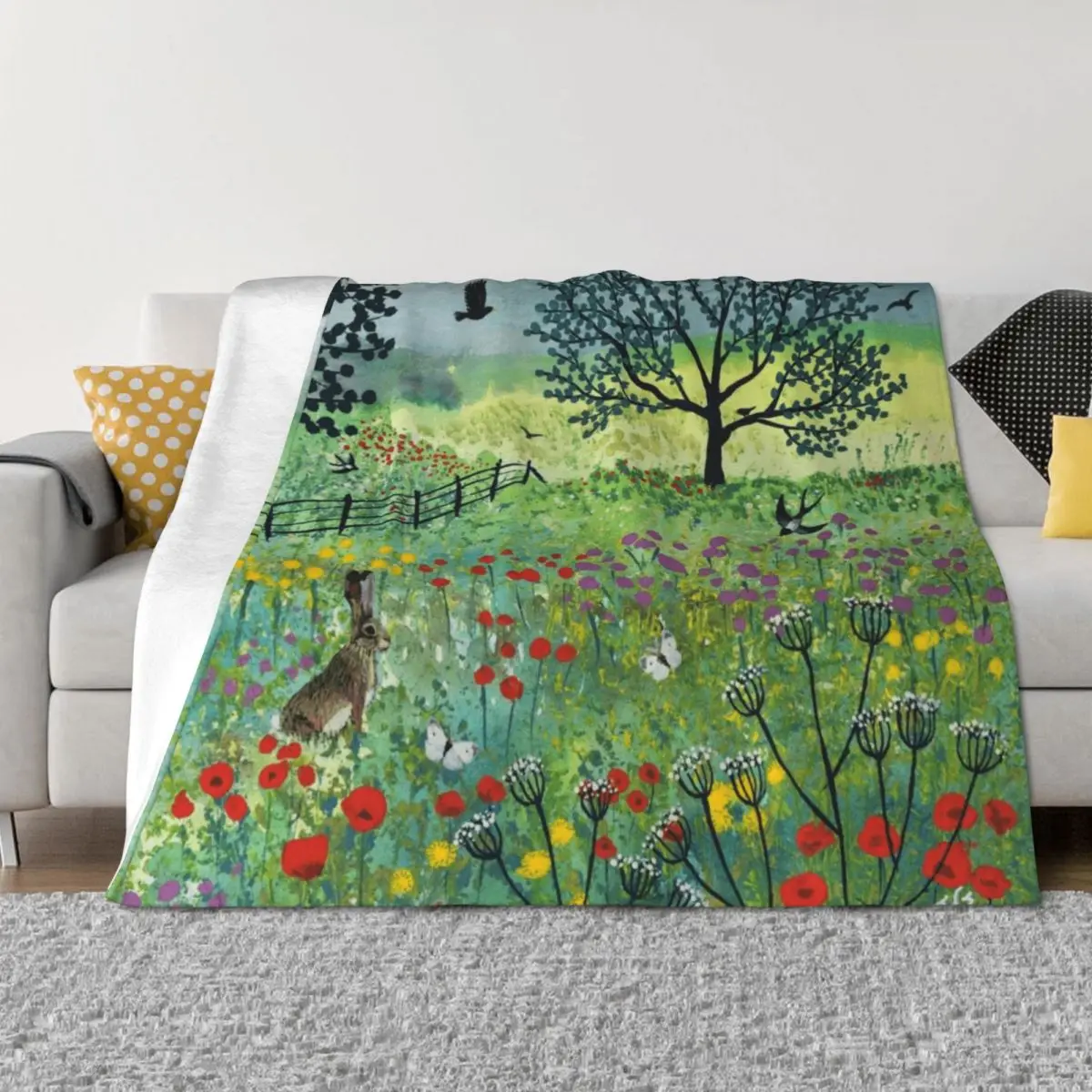 

In Summer Meadow Throw Blanket Bed linens Blankets For Sofas Travel Moving Blankets