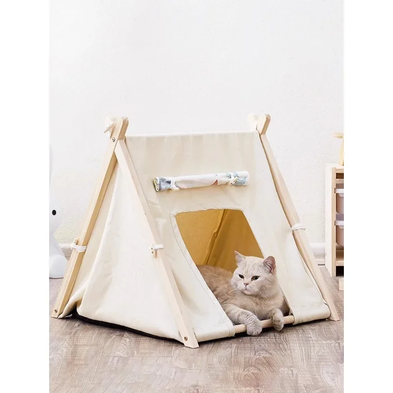 Pet Dog Tent Indoor Small Dog Kennel Four Seasons Universal Cat Shelter Summer Wooden Cat Tent Dog House