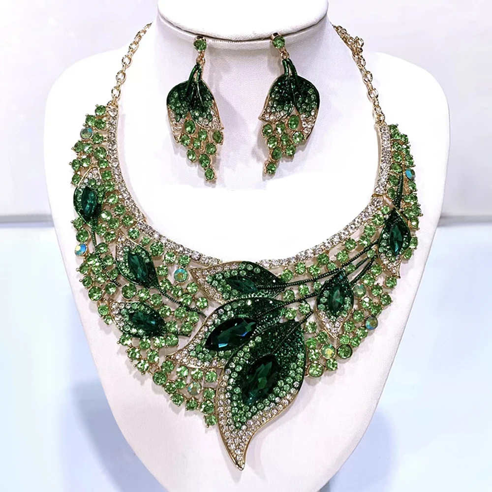 African Jewelry Sets Wedding Bride Rhinestone Jewelry sets For Women Nigerian Jewelry Set Crystal Bridal Necklace Earrings Set