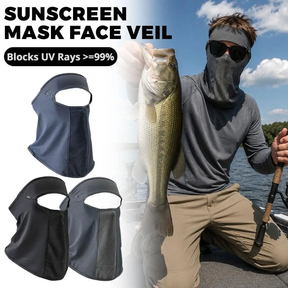 Ice Silk UV Protection Face Mask With Glasses Hole Breathable Cooling Sunscreen Neck Veil Lightweight Windproof Head Cover