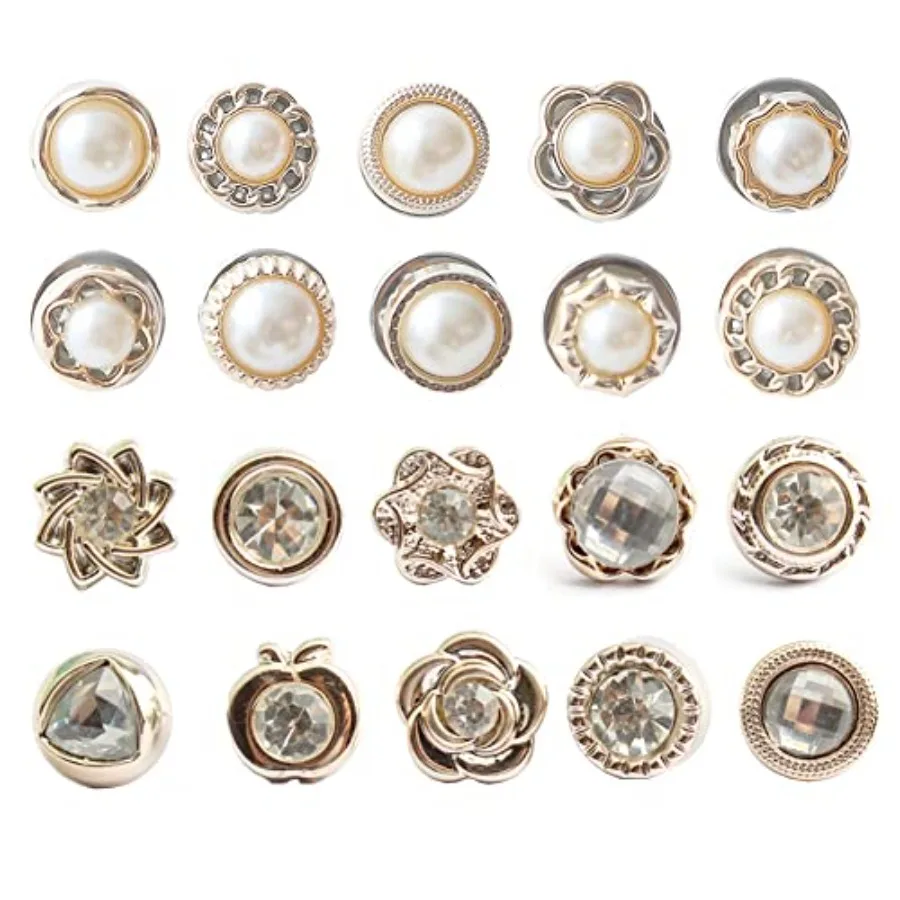 

20Pcs Women Shirt Brooch No Sew Button Pins Safety s Mini Brooch Pins Cover up Button