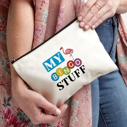 My Bingo Stuuff Flamingo Print Makeup Bag Organizer Canvas Storage Pouch Zipper Pencil Case Wallet Travel Cosmetic Toiletry Bags