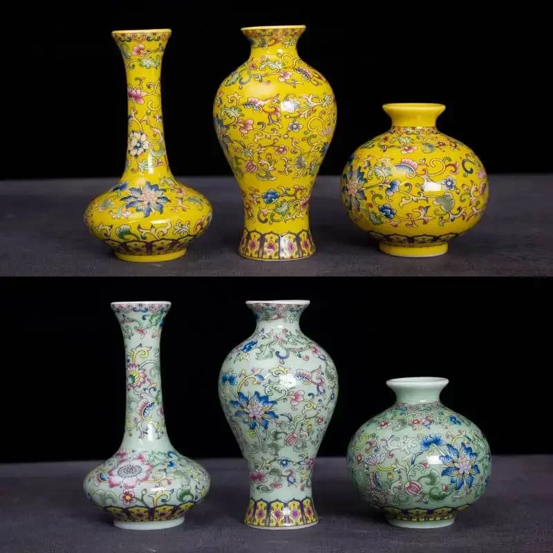 

Ceramic Flower Receptacle Dried Flower Small Vase Pottery Home Decorations Ornament Vintage Ethnic Pollen Colored Porcelain