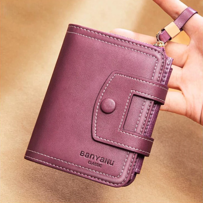 Ladies Genuine Leather Wallet Card Holder Trifold Zipper Coin Purse Anti RFID Short Wallet for Women Fashion Gifts