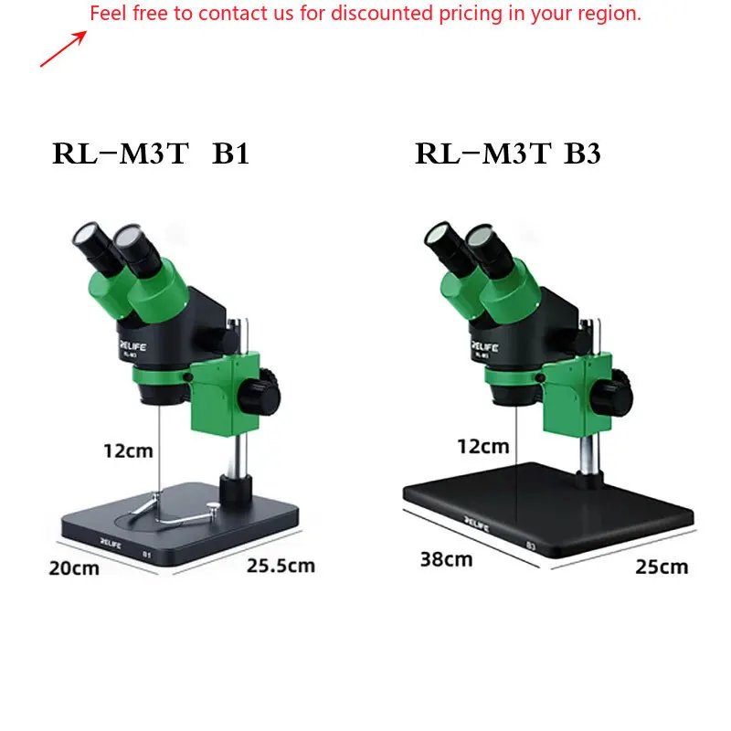 

RELIFE RL-M3T-B3 Trinocular HD Stereo Microscope With Large Platform+SS-033 Light Source+0.5CTV Adapter+MC1 4K HD Camera