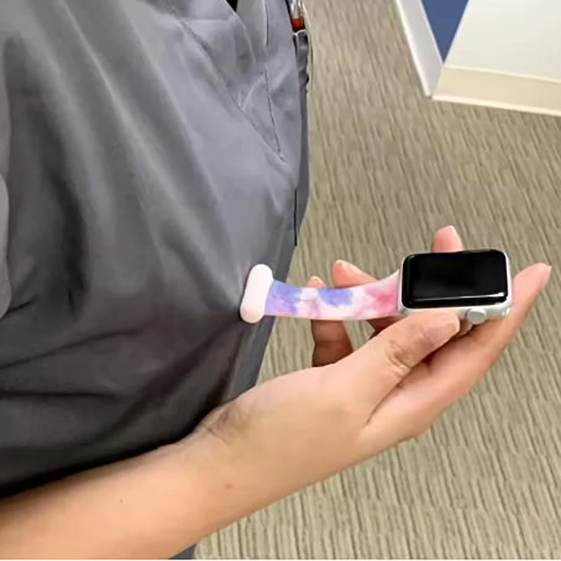 Doctor Nurse broszka bransoletka dla 42/44/45mm Apple Watch 7/6/5/4/3/2/1 uniwersalny zegarek kieszonkowy zegarek ochronny pasek