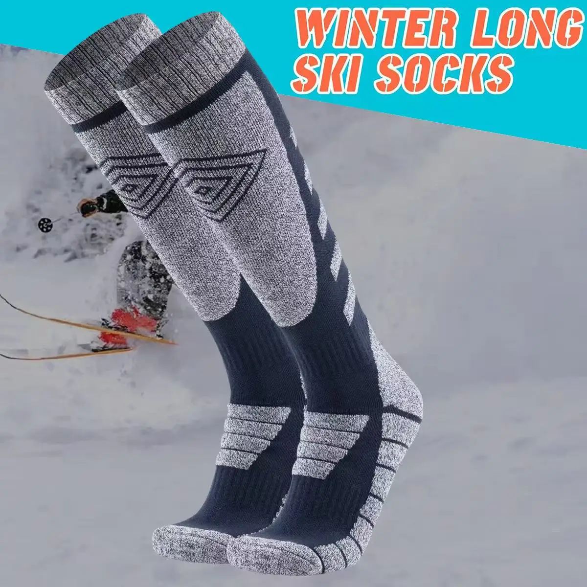 Professional Thermal Knee High Ski Socks Cushioned Compression Anti-blister Winter Socks for Ski Snowboard Hiking Men Women