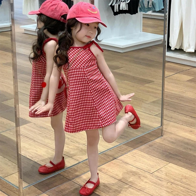 1PC Girls Casual Dress Korean Style Skirt Summer Baby Cute Fashion Short Sleeveless Simple Children\'s Clothes Sweet