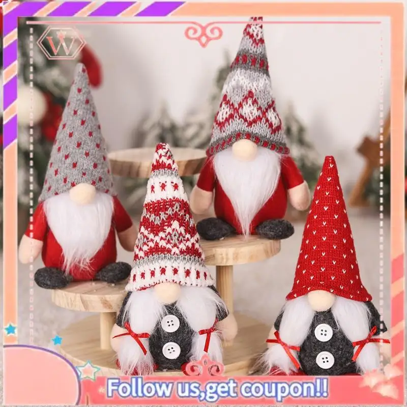 Upgraded 4PCS Christmas Gnomes Plush Gifts Handamde Swedish Tomte Reindeer Gnome Collectible Xmas Home Decorations