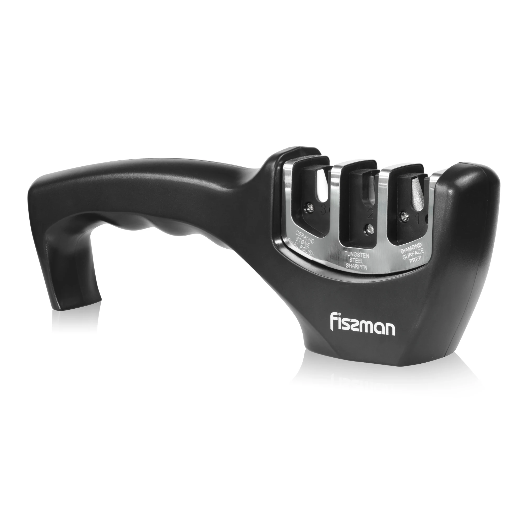 

Black 21cm Knife Sharpener - Three-Step Sharpening System Kitchen Tool for Quick Dull Knife Restoration