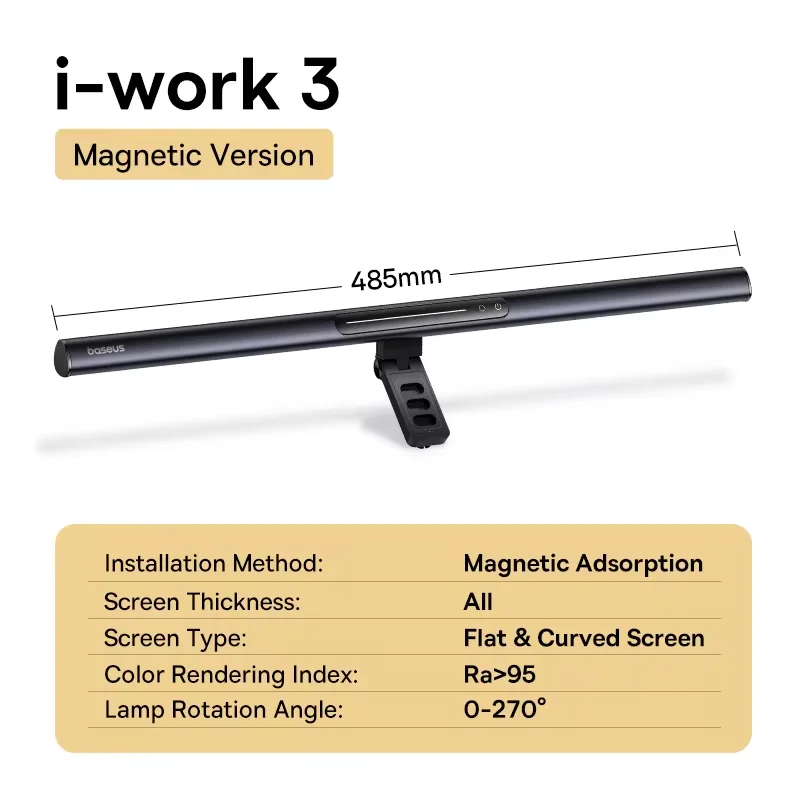 【Nieuwe uitverkoop】Baseus magnetische computerschermlamp bureaulamp laptop hangende USB-licht tafellamp LED-monitor licht leeslamp