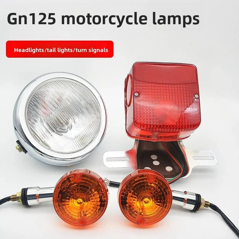 Full Set Motorcycle Headlight Tail Light Turn Signal Kit, Direct Fit for Suzuki GN125 125cc Motorbike Replacement Parts