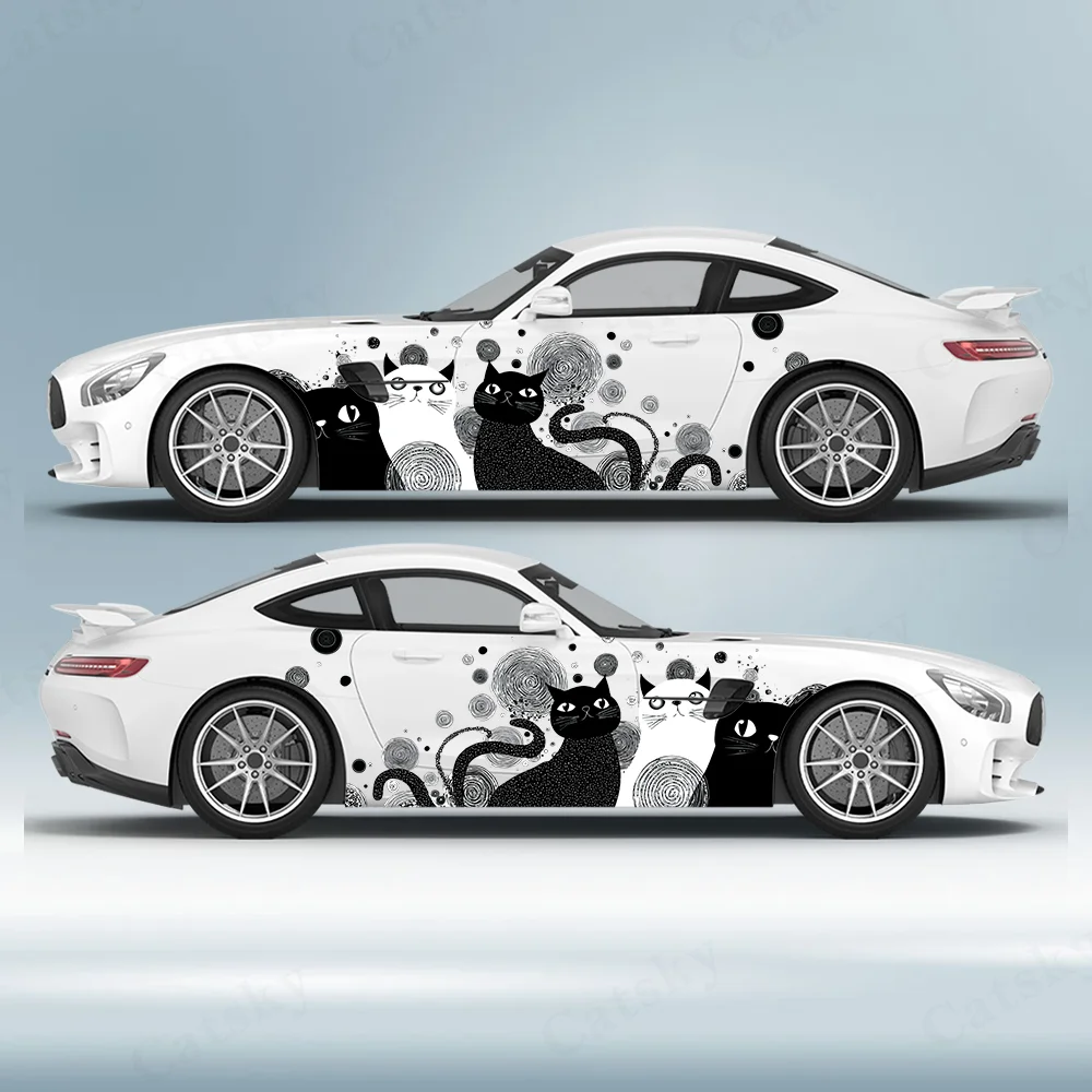 

Curve Spiral Circle Cat Car Vinyl Wraps Decal Self-adhesive Anti Scratch Sticker Suitable for Trucks SUV Decor Auto Accessories