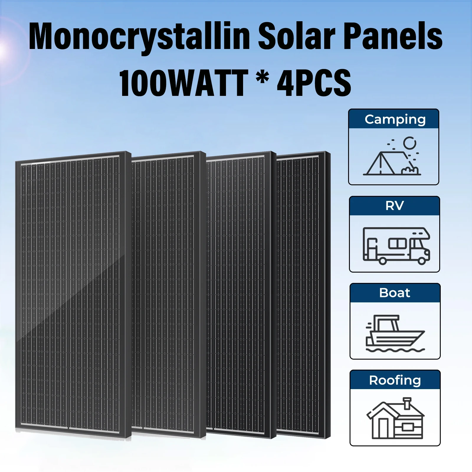 

WERCHTAY 12 В 400 Вт/200 Вт/100 Вт 18BB жесткая солнечная панель монокристаллический кремниевый солнечный элемент N-типа водонепроницаемые для кемпинга/дома/фургона