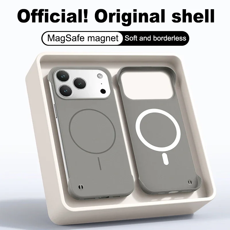 Frameless Solid Color Magnetic Phone Case For iPhone 17 Air 16 15 14 13 12 11 Pro Max Plus 16E For Magsafe Hard Matte Back Cover