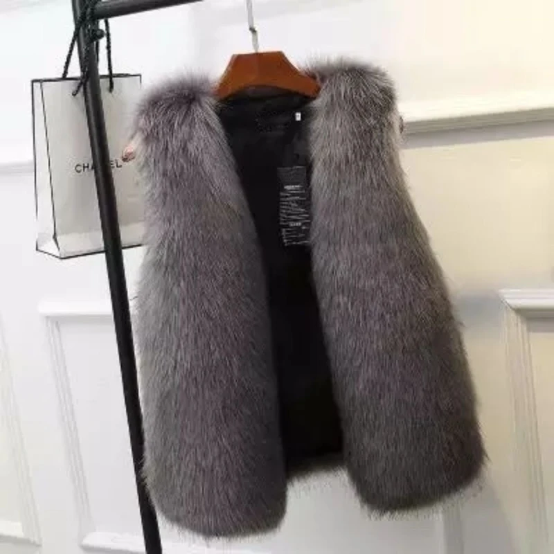 Fur Jacket Women\'s Sleeveless Vest Winter Mid-length Faux Coat Elegant Thermal 2026