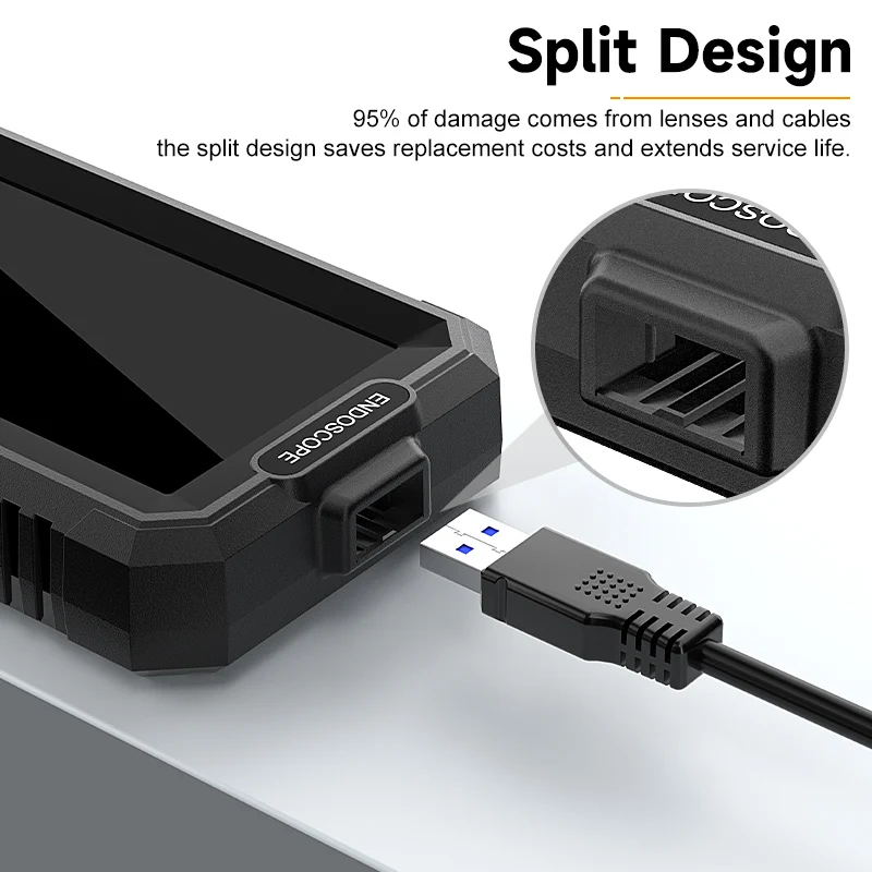 4.3 นิ้วIPSอุตสาหกรรมEndoscope 2-100Mสายแข็งเปลี่ยนได้แยกออกแบบ 8 มม.HD 1080P Borescopeกันน้ํา 2600MAh