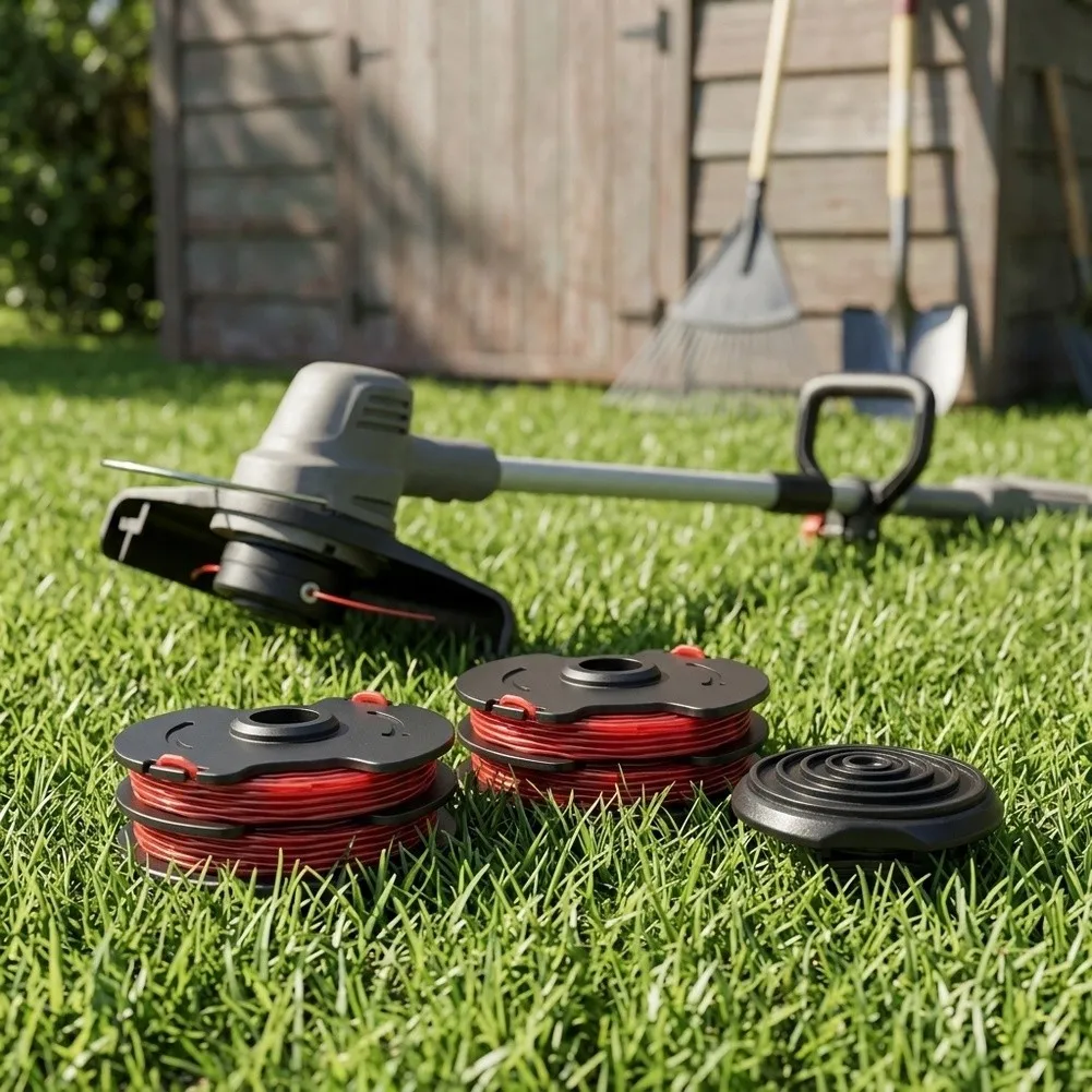 For Grass Trimmer Spool Replacement with Cap Compatible with For HT18-401-004-01 22x18x5cm Black Red Plastic 17ft Length
