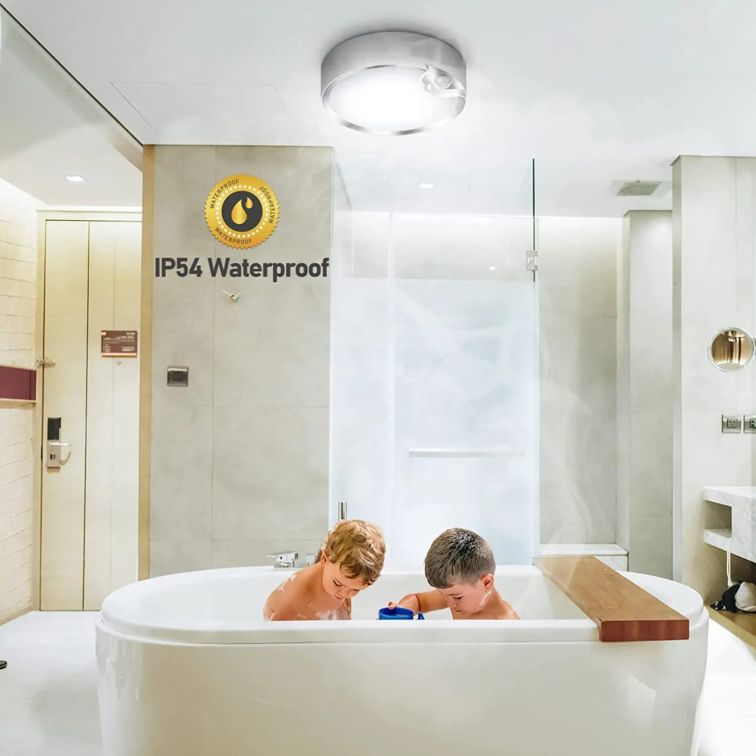 Motion Sensor LED Ceiling Light Battery Powered with Remote Control Dimmable for Indoor/outdoor Closet Stairs Hallway Shower