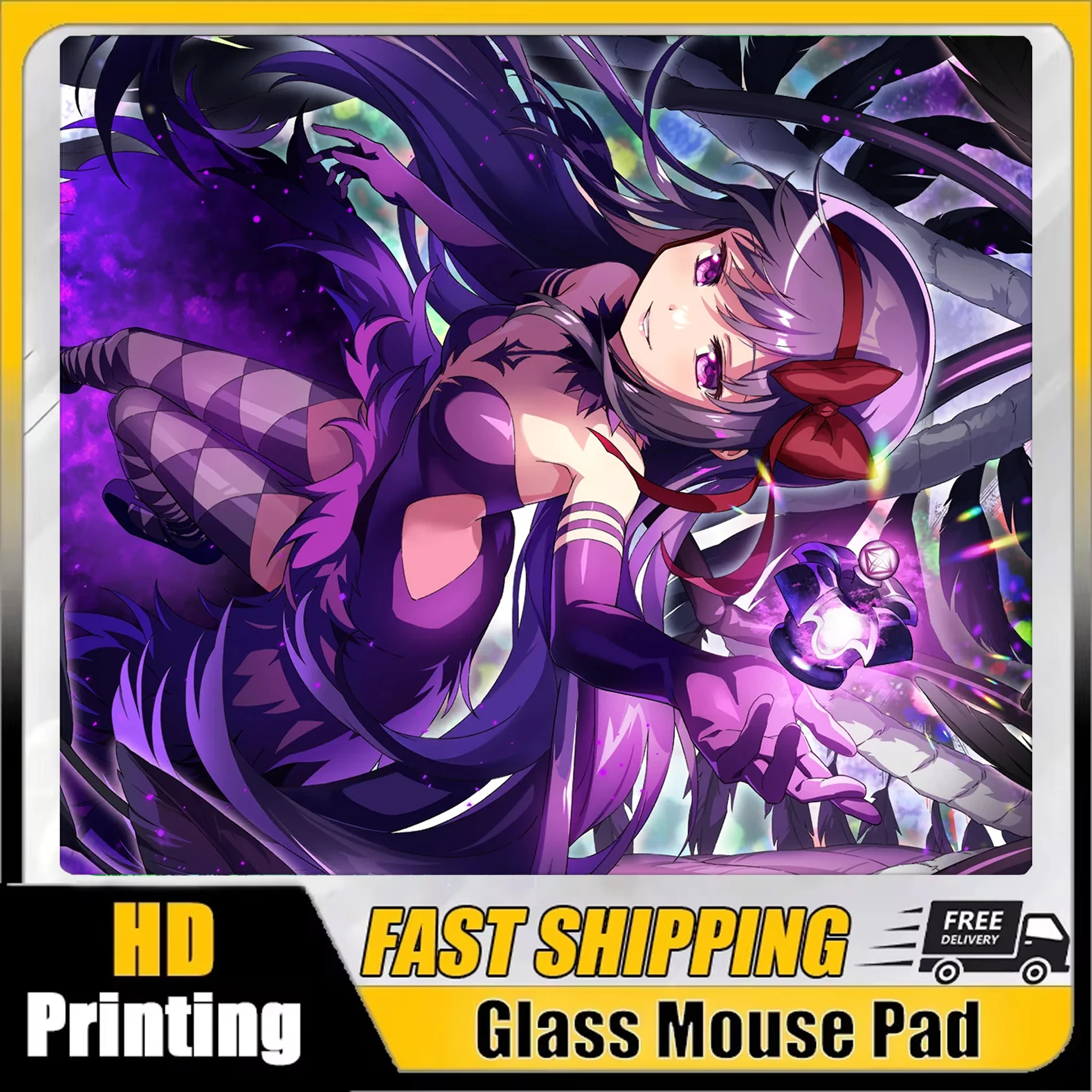 Japan Korean Popular Anime Glass Mousepad Magical Girl Desk Mat Micro-Etching Surface Zero Latency Glass Mouse Pad Customizable