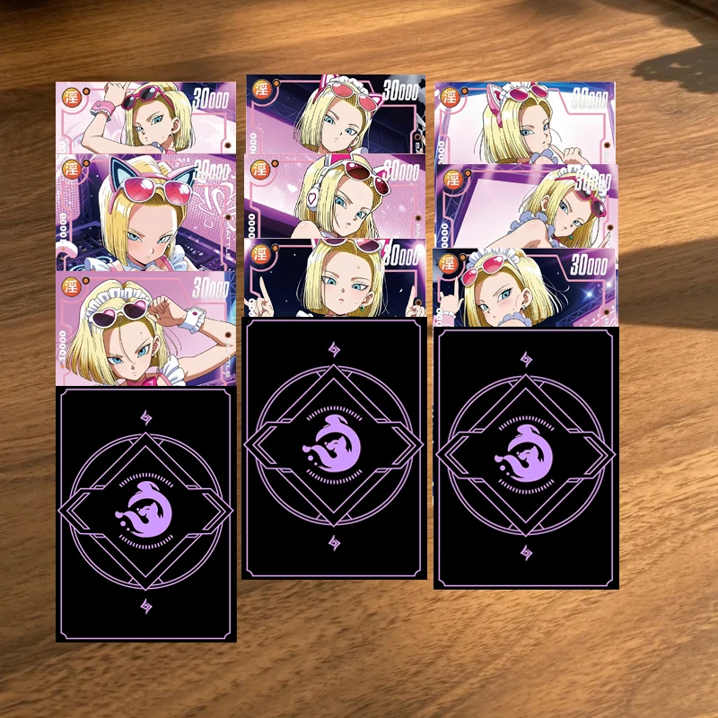 9pcs/set Anime Dragon Ball Girl Love Maid Android 18 DIY Folding Glitter Card 63x88mm ACG Goddess Story Collection Wife Card Toy