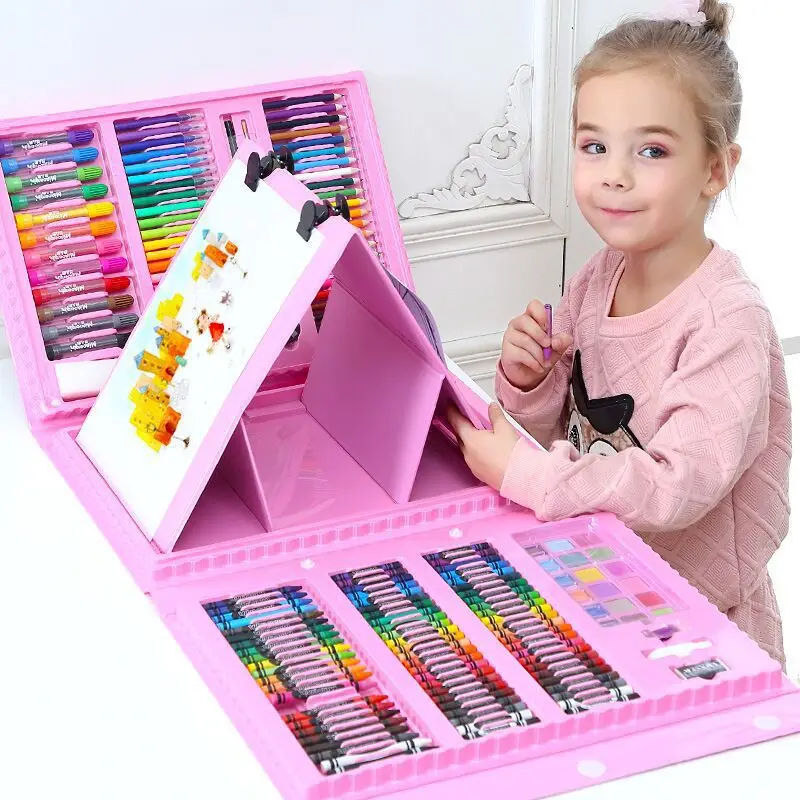 42-208PCS Children Art Painting Set Educational Toys Watercolor Pencil Crayon Water Pen Drawing Board Doodle Supplies Kids Gift