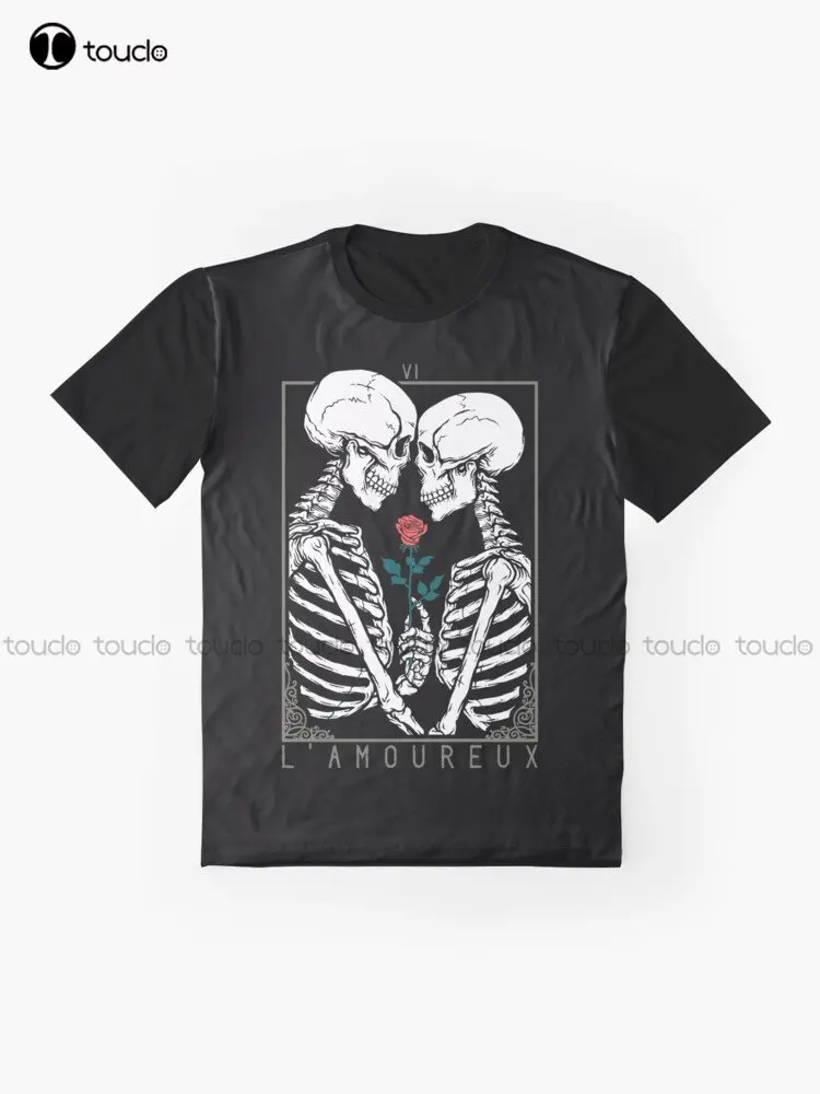 Vi The Lovers Graphic Love Tarot Skull T-Shirt Flower Custom Aldult Teen Unisex Digital Printing Tee Shirts Custom Gift Xxs-5Xl