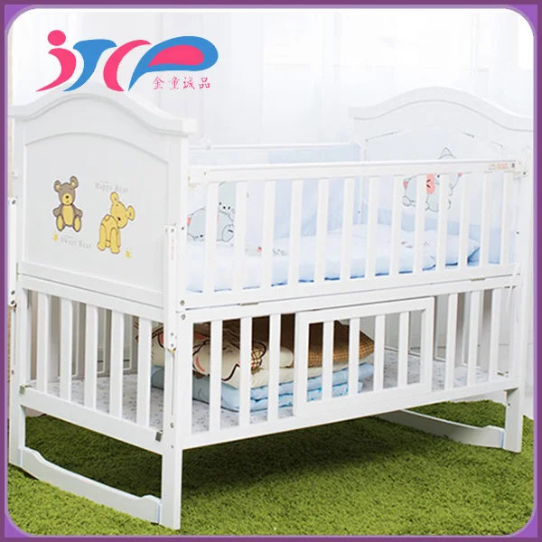 Natural Wood Baby Crib Kids Bed Multi-Function Solid  Infant Cradle Newborn Playpen