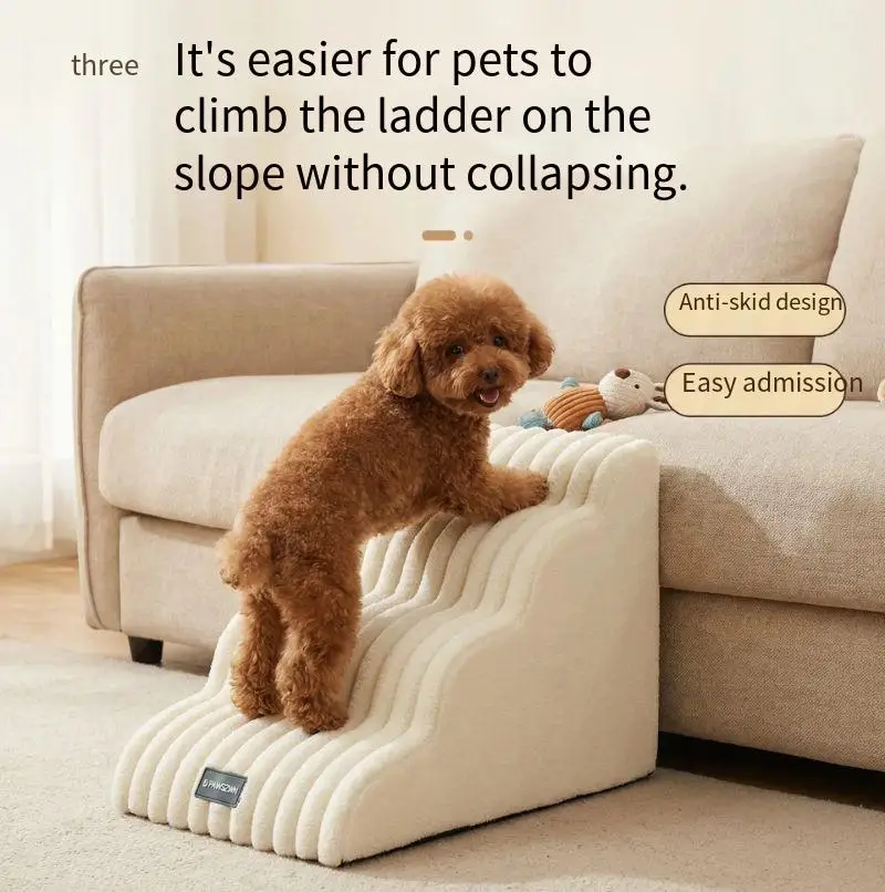 Ladder Dogs Pets Vertical Stripes Dogs Supplies Puppys Stairs Beside Sofa Beds Ramp for Dogs Protecting Pets Joint Safety Stairs