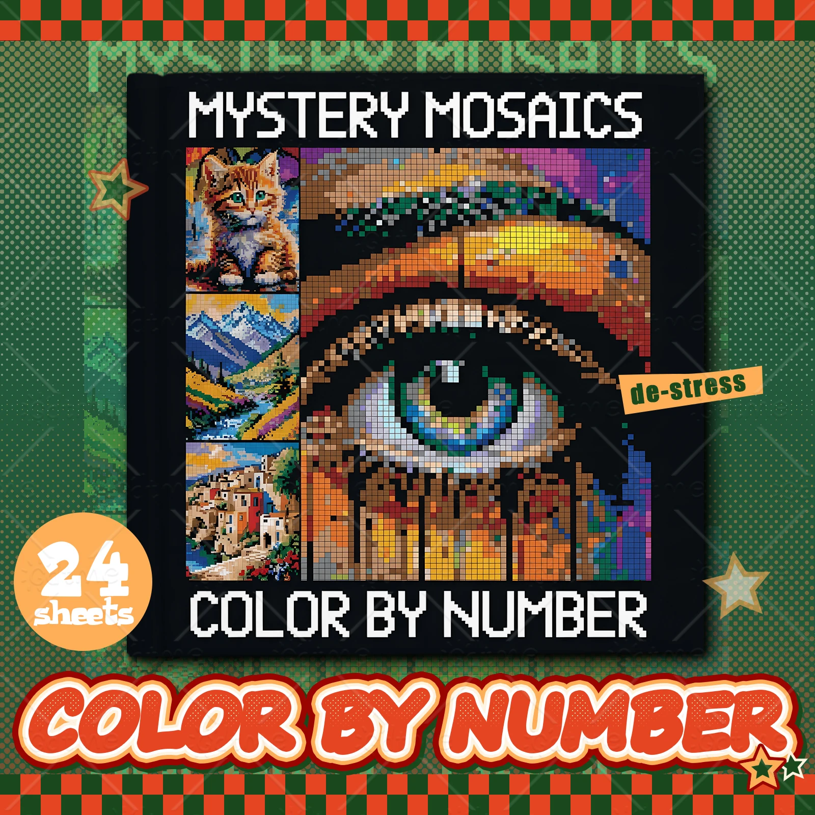 1 Pieza de Mosaico Misterioso para Colorear por Números, Arte Digital, Libro de Colorear para Adultos, Pintura DIY, Dibujo para Colorear por Números