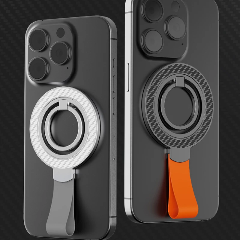 

Universal Double-sided Magnetic Holder for Magsafe Mobile Phone Stand in Car Grip Finger Ring Bracket with Hand Strap for iPhone