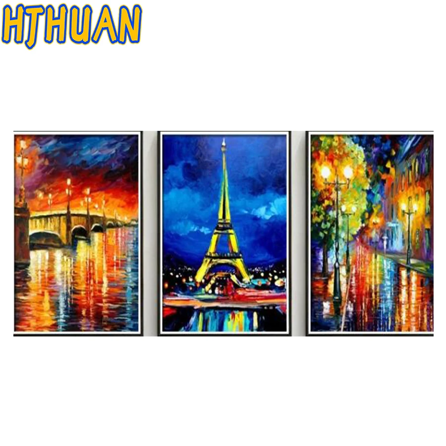 

3pcs Abstract paris Tower Scenery 5D DIY Diamond Painting Cross Stitch Landscape Mosaic Embroidery Handmade Home Room Decor Art