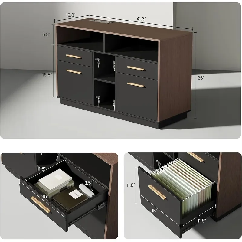 71 L Shaped Executive Standing Desk with 4 Drawers