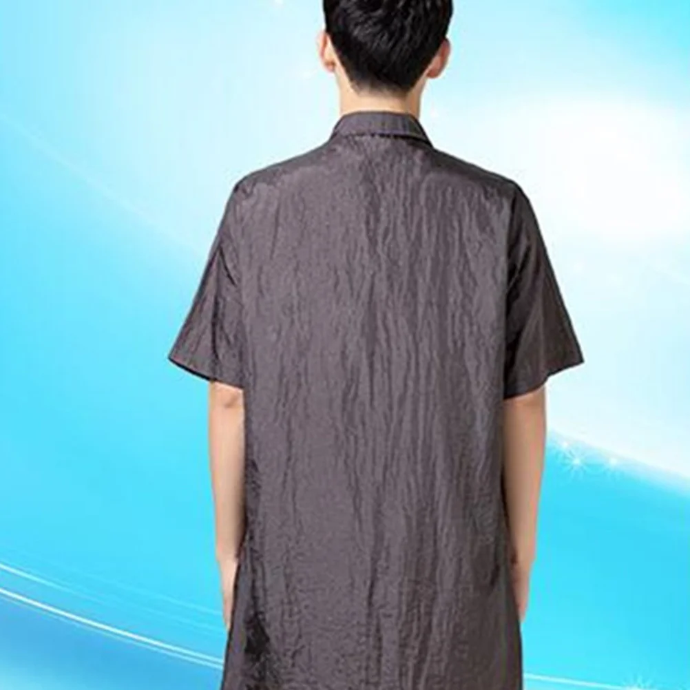 Roupas de tintura de cabelo cinza xl, à prova d'água, manga curta, gola virada para baixo, roupa de trabalho para homens e mulheres com uniforme macio