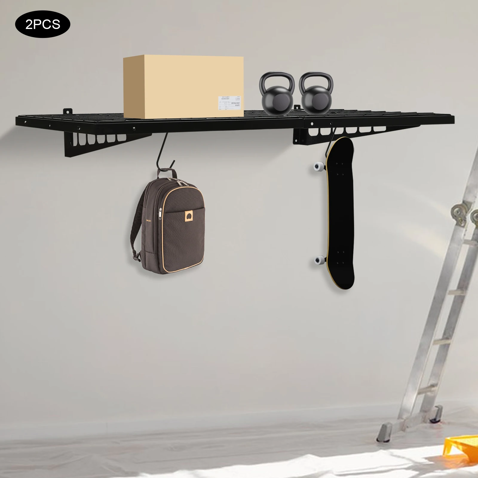 

2-PACK Garage Shelving with Hooks, Garage Storage Rack