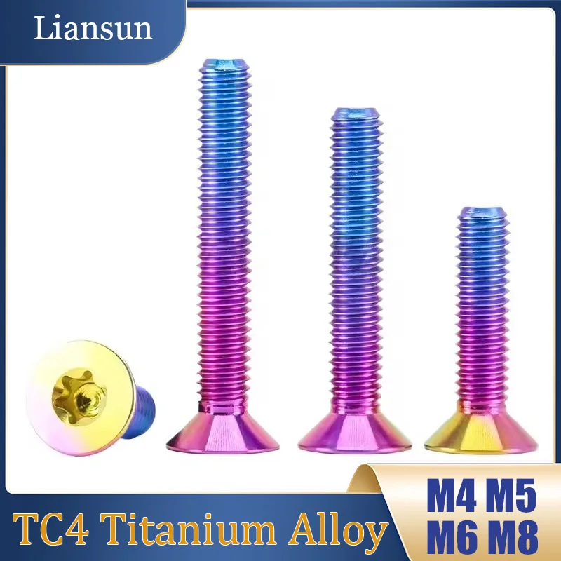 TC4 Titanium Alloy Color Countersunk Head Torx Screws M4 M5 M6 M8 Modified Decorative Screws Suitable for Bicycle Modification