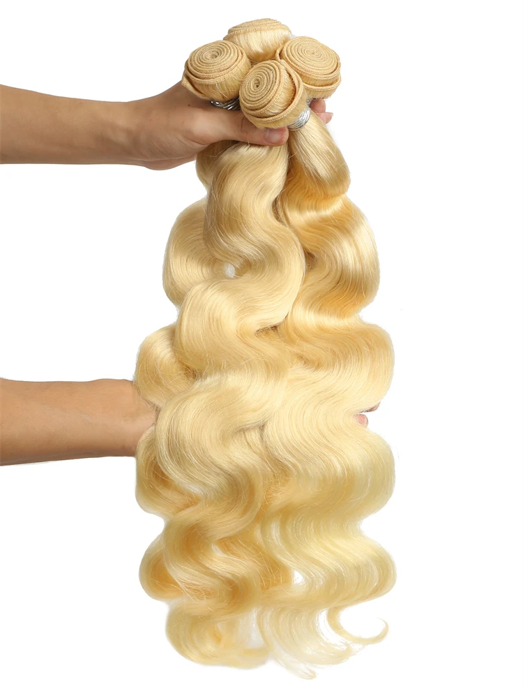 613 Honey Blonde Color 30 32 34 36 38 40 inches Brazilian Body Wave Bundles Remy Weaving Human Hair Extension Weft Free Shipping