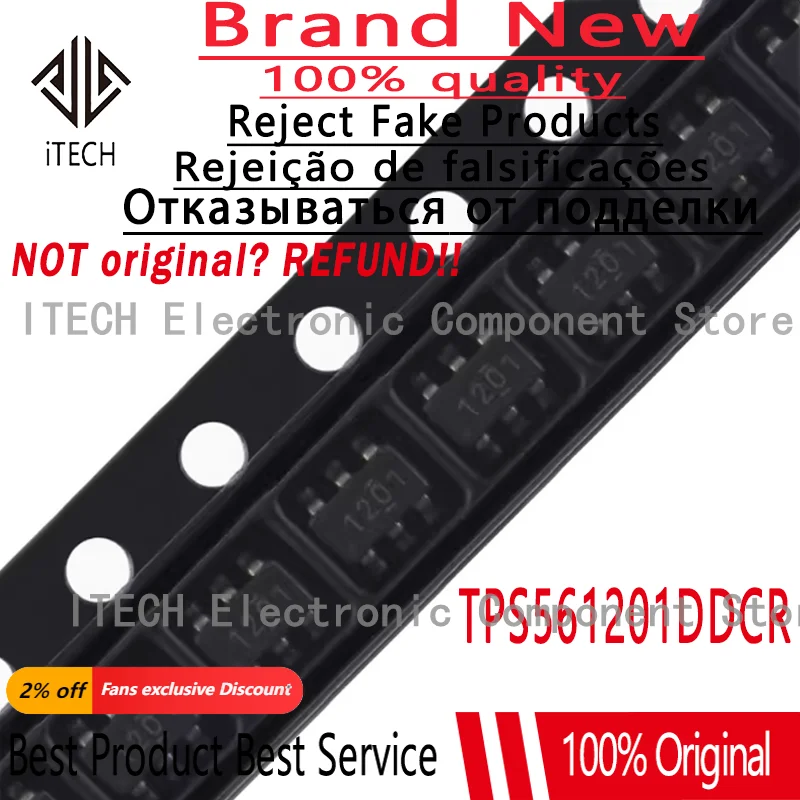 10pcs/lot Original TPS561201DDCR 1201 TPS561201 SOT-23-6 4.5V To 17V Input 1A 100% New and Genuine