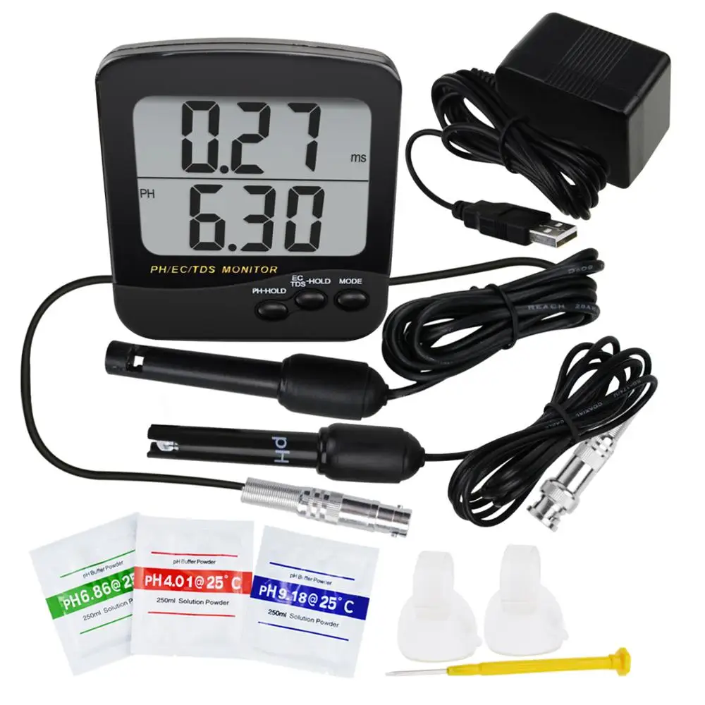 3-in-1 pH, EC & TDS Conductivity  ATC, Digital Water Quality Meter Tester Multi-Parameter, 3.5