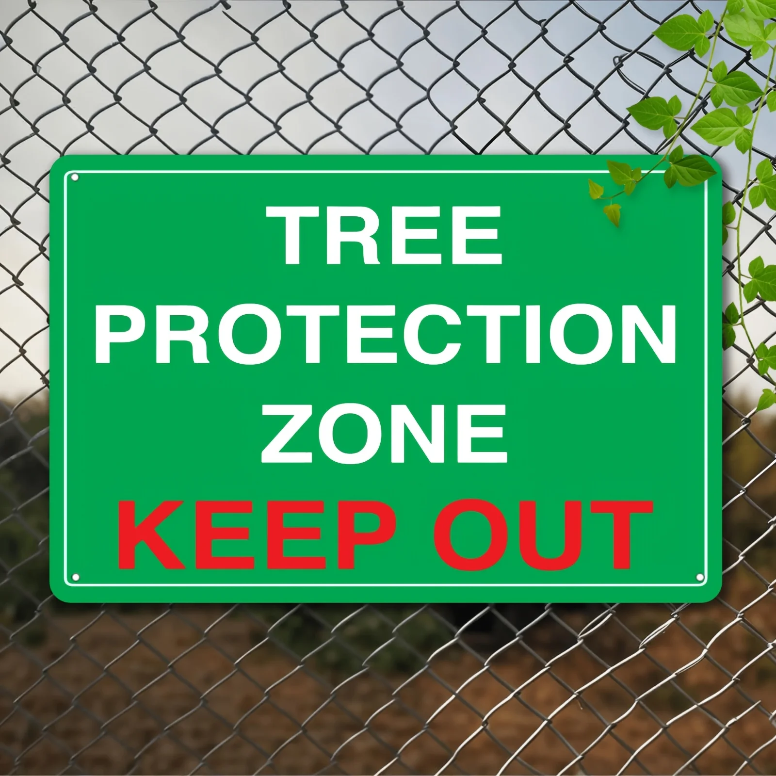 Tree Protection Zone Keep Out Sign Safety Warning Sign - Metal Tin Sign for Warehouse Warning Sign Metal Plaque Outdoor Wall