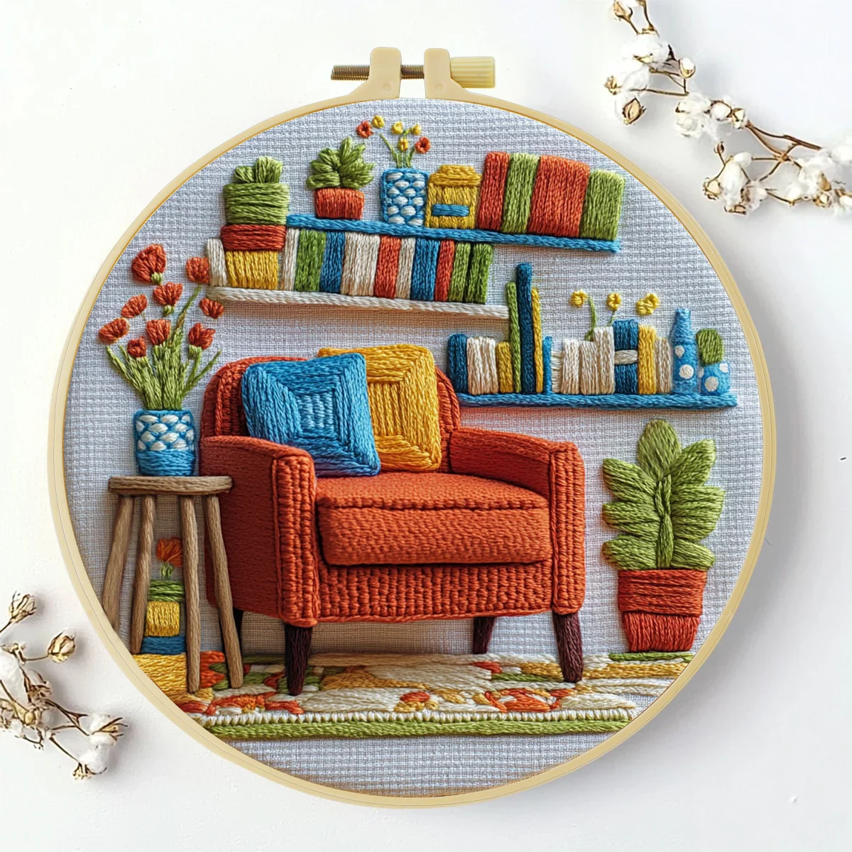 1 Stück 20X20CM/15X15CM 7,87/6,3 Zoll Sofa-Stickerei-Starter-Kit DIY-Kit DIY-Stickerei-Set Handarbeiten Malerei Heimdekoration – Detail 4