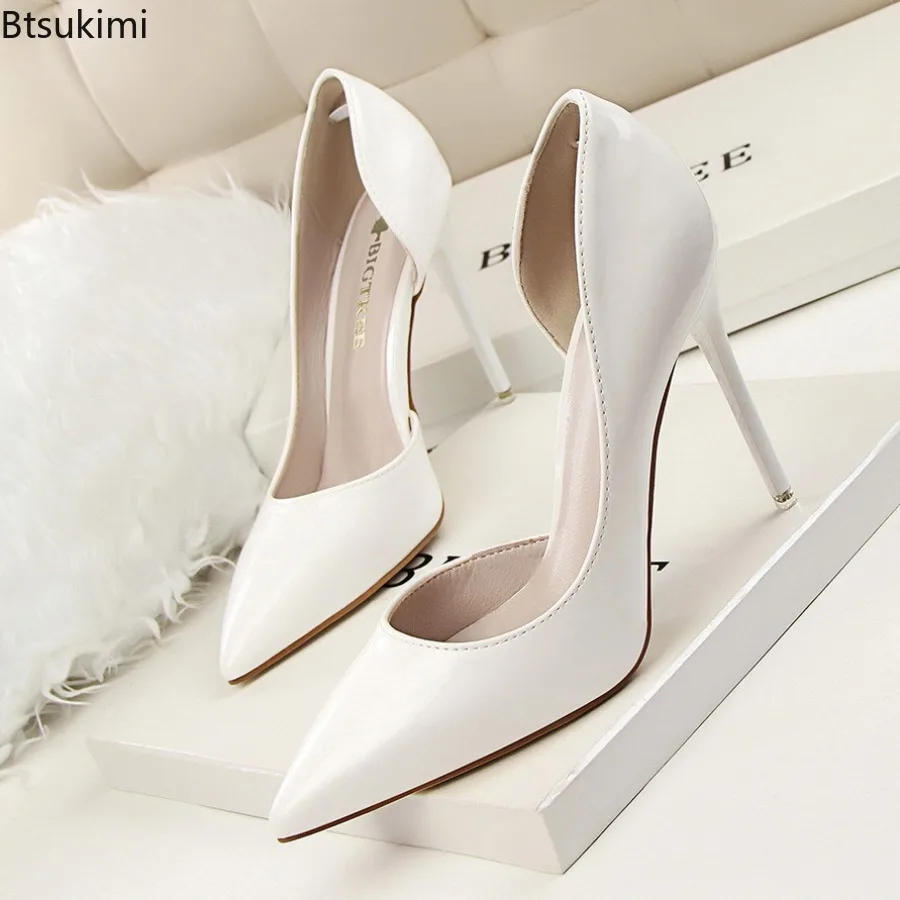 Women Korean Version Glossy Patent Leather Shallow Mouth Office Stiletto Party Comfort Women Extreme High Heels Simple Fashion
