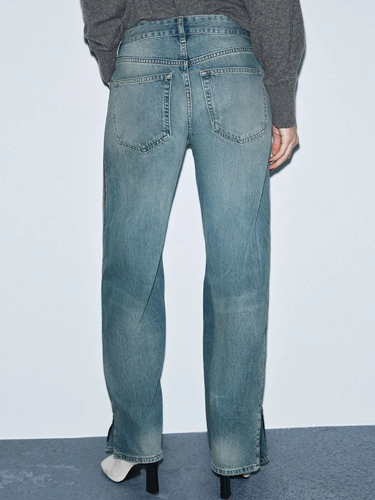 الراقية شتاء جديد وصول المرأة سستة الدنيم السراويل تنوعا منتصف الخصر السراويل الطويلة للسيدات Faionable و Sli #3