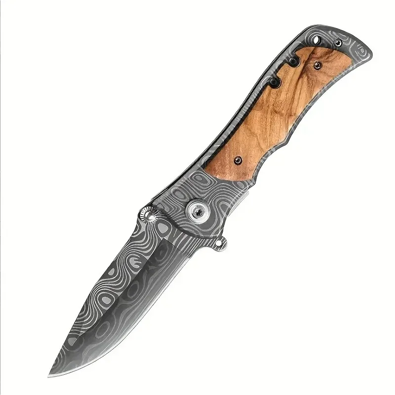 Damascus Steel Mini Sharp Small Folding Knife High Hardness Outdoor Portable Carrying Knife